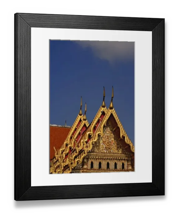 Framed Print : Gilded roof of the Ordination Hall (Ubosot Hall) at Wat Benchamabophit, Bangkok, Thailand Framed Print : Gilded roof of the Ordination Hall (Ubosot Hall) at Wat Benchamabophit, Bangkok, Thailand