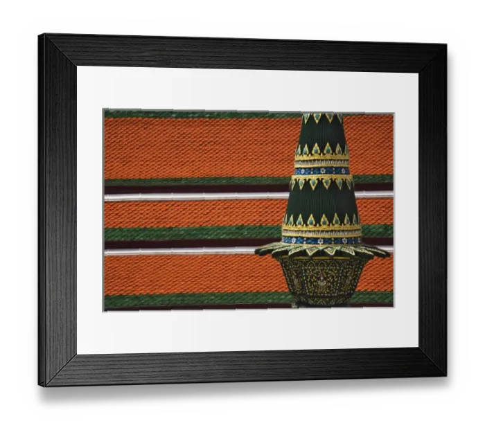 Framed Print : Symbolic offerings in cone shape called Phanom Mak situated on the marble terrace