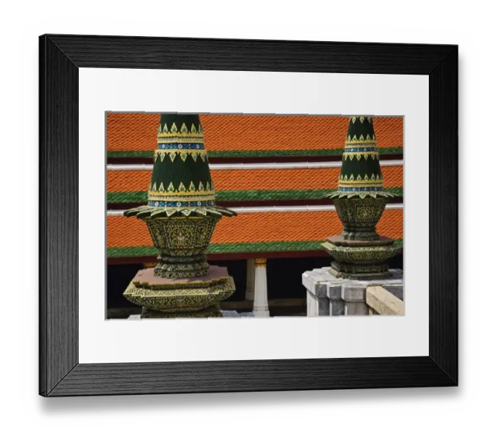 Framed Print : Symbolic offerings in cone shape called Phanom Mak situated on the marble terrace