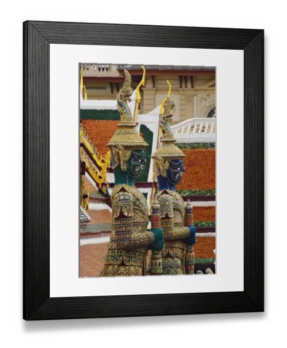Framed Print : One of six pairs of guardian demons flanking entrance to the Gallery or Phra Rabiang