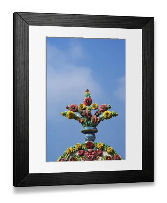 Framed Print : Ceramic flower decoration, Wat Pho, Bangkok, Thailand Framed Print : Ceramic flower decoration, Wat Pho, Bangkok, Thailand