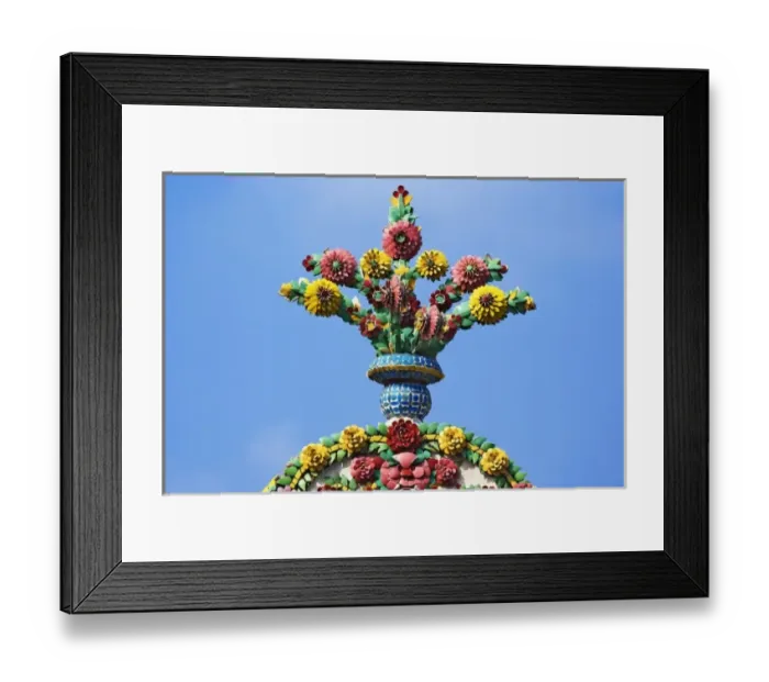 Framed Print : Ceramic flower decoration, Wat Pho, Bangkok, Thailand Framed Print : Ceramic flower decoration, Wat Pho, Bangkok, Thailand