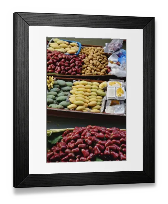 Framed Print : Fruits and vegetables, Damnoen Saduak Floating Market, Damnoen Saduak, Thailand Framed Print : Fruits and vegetables, Damnoen Saduak Floating Market, Damnoen Saduak, Thailand