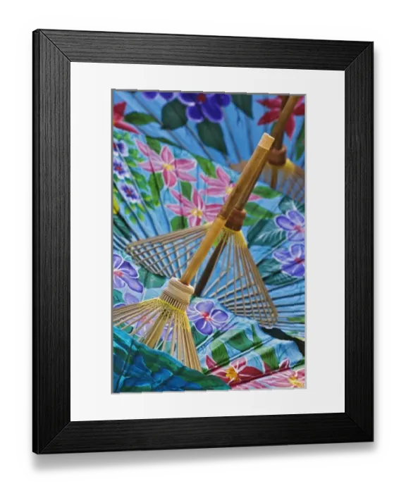 Framed Print : Decorative hand painted umbrellas in the village of Bo Sang near Chiang Mai, Thailand Framed Print : Decorative hand painted umbrellas in the village of Bo Sang near Chiang Mai, Thailand
