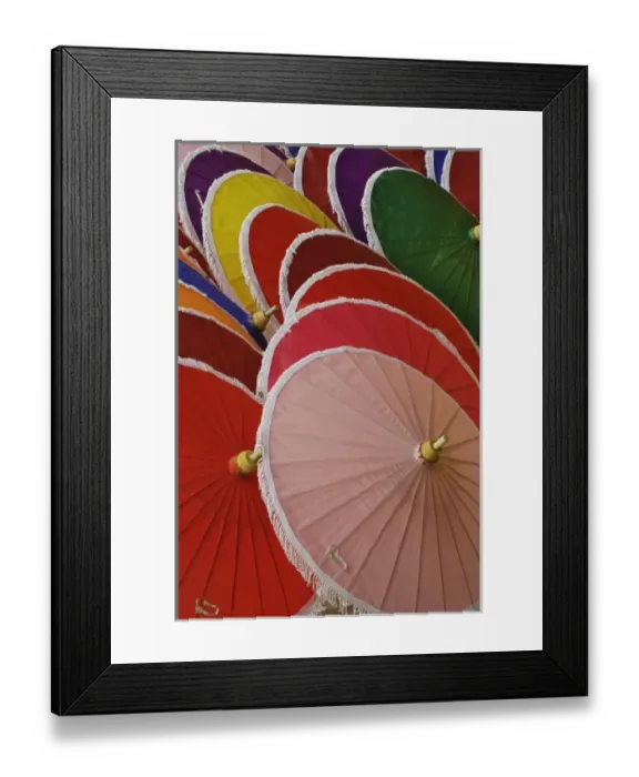 Framed Print : Decorative hand crafted umbrellas in village at Bo Sang, near Chiang Mai, Thailand Framed Print : Decorative hand crafted umbrellas in village at Bo Sang, near Chiang Mai, Thailand