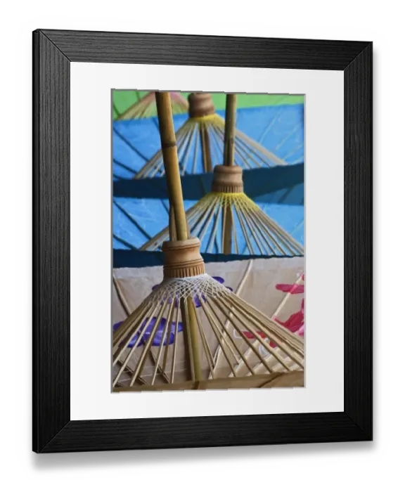 Framed Print : Underside of decorative umbrellas drying after being hand painted, Bo Sang, near Chiang Mai Framed Print : Underside of decorative umbrellas drying after being hand painted, Bo Sang, near Chiang Mai