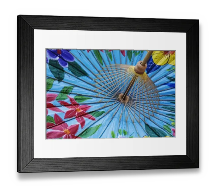 Framed Print : Decorative umbrella drying after hand painting by local artist at Umbrella Making Center