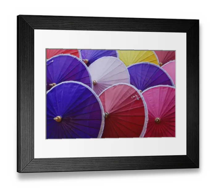 Framed Print : Decorative umbrellas hand made by local artist at Umbrella Making Center, Bo Sang