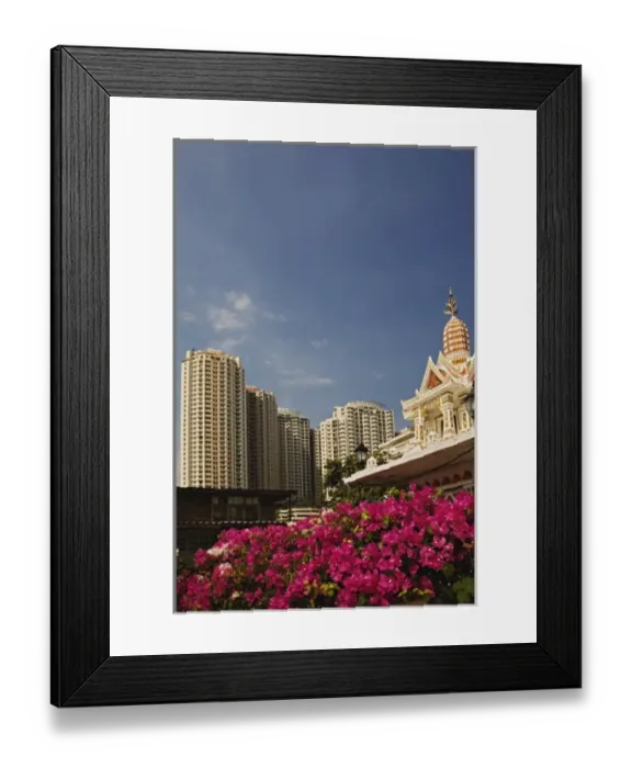 Framed Print : Prayer house and high-rise condominiums, Bangkok, Thailand Framed Print : Prayer house and high-rise condominiums, Bangkok, Thailand