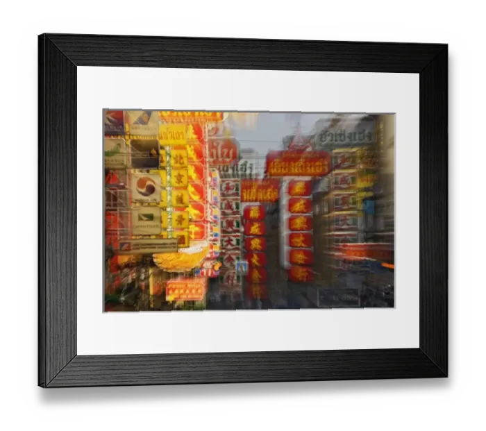 Framed Print : Zoom technique on signs in Chinatown, Bangkok, Thailand Framed Print : Zoom technique on signs in Chinatown, Bangkok, Thailand