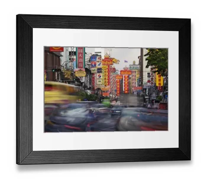 Framed Print : Traffic in motion flowing into Chinatown, Bangkok, Thailand Framed Print : Traffic in motion flowing into Chinatown, Bangkok, Thailand