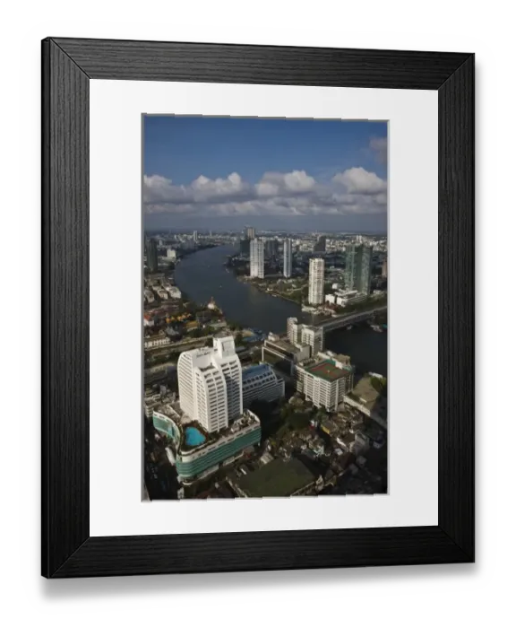 Framed Print : Thailand, Bangkok. View of the Chao Praya River from State Lebua Tower Framed Print : Thailand, Bangkok. View of the Chao Praya River from State Lebua Tower