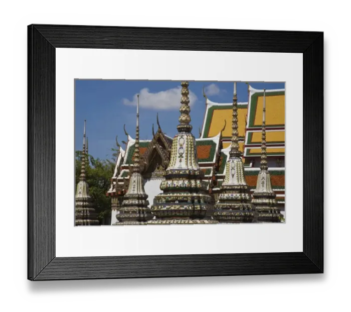 Framed Print : Thailand, Bangkok. The ornately decorated stupas of Wat Pho Framed Print : Thailand, Bangkok. The ornately decorated stupas of Wat Pho