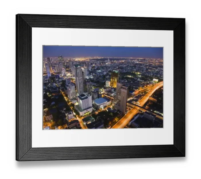 Framed Print : Asia, Thailand, Bangkok. View of the city at twilight from Hotel State Lebua Framed Print : Asia, Thailand, Bangkok. View of the city at twilight from Hotel State Lebua