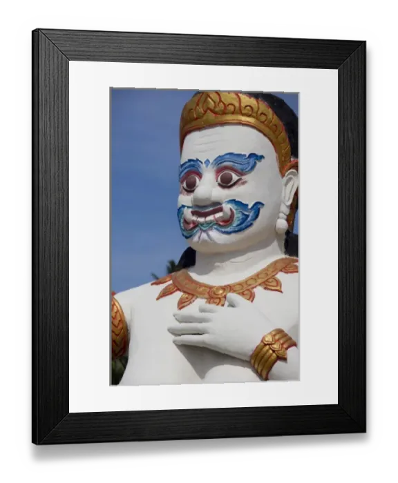 Framed Print : Southeast Thailand, Ko Samui (aka Koh Samui). Statue of mythical god along the coast of Fan Island