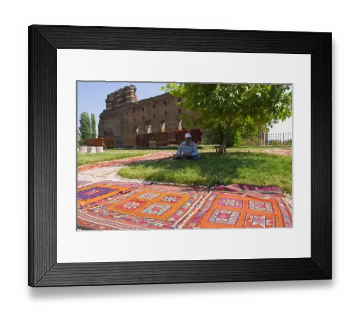 Framed Print : Local kilims sold in front of the Temple of Serapis (Red Hall / Basilica) Pergamon Framed Print : Local kilims sold in front of the Temple of Serapis (Red Hall / Basilica) Pergamon