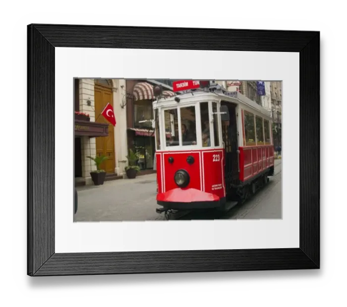 Framed Print : Red tram, Beyoglu, Istanbul - 2010 European Capital of Culture - Turkey Framed Print : Red tram, Beyoglu, Istanbul - 2010 European Capital of Culture - Turkey