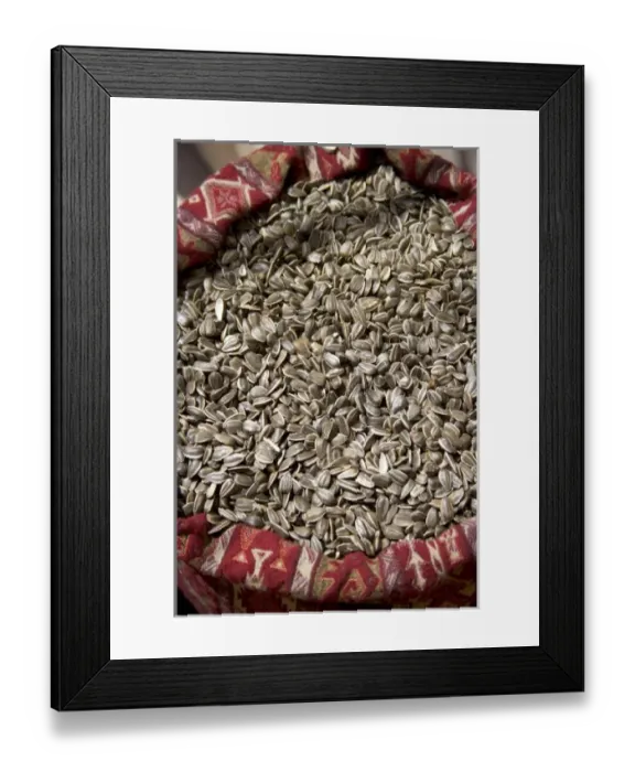 Framed Print : Sunflower seeds in a sack, Mardin, southeast Turkey Framed Print : Sunflower seeds in a sack, Mardin, southeast Turkey