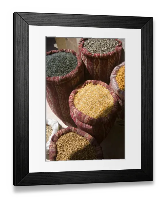 Framed Print : Sunflower seeds, blackcurrants, corn kernels, and roasted chickpeas in sacks, Mardin Framed Print : Sunflower seeds, blackcurrants, corn kernels, and roasted chickpeas in sacks, Mardin
