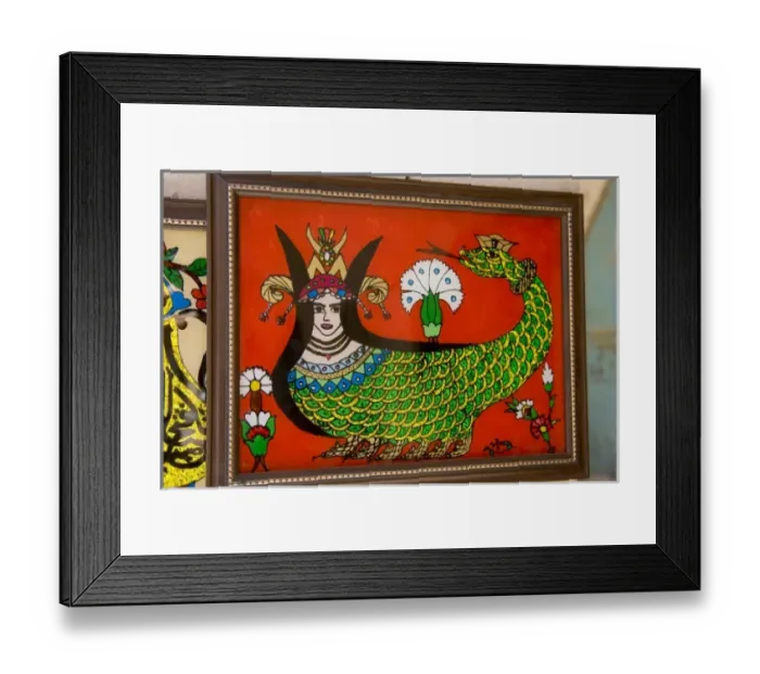 Framed Print : Shahmeran (Shahmaran) painted on glass, Mardin, Southeast Anatolia, Turkey