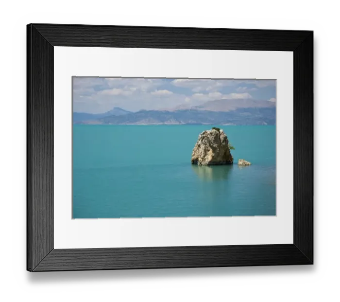 Framed Print : Rock emerging from Lake Egirdir, Isparta, Turkey