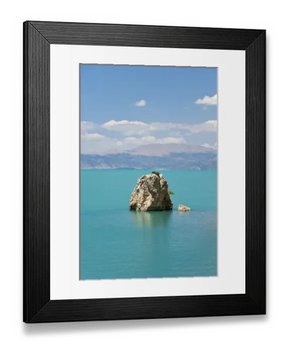 Framed Print : Rock emerging from Lake Egirdir, Isparta, Turkey