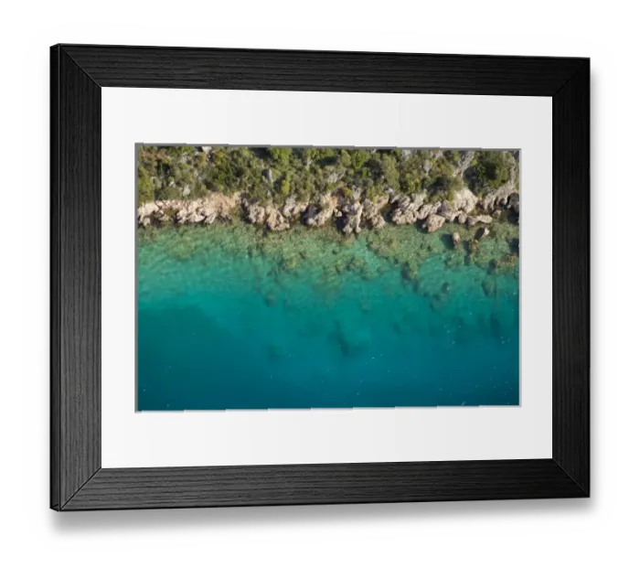 Framed Print : Aerial view of rocky shore in Kas, Antalya, Turkey Framed Print : Aerial view of rocky shore in Kas, Antalya, Turkey