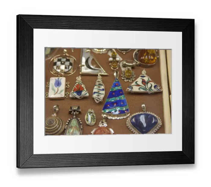 Framed Print : Pendants on display in the Grand Bazaar, Istanbul, Turkey Framed Print : Pendants on display in the Grand Bazaar, Istanbul, Turkey