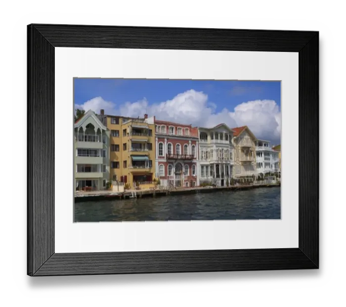 Framed Print : Waterfront villas, Bosphorus, Istanbul, Turkey