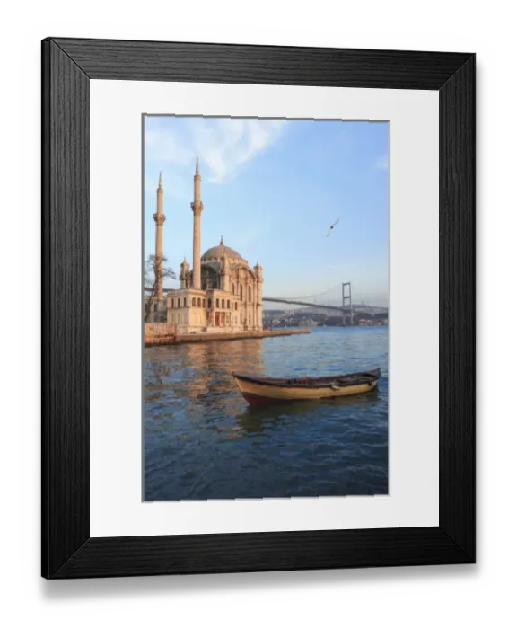 Framed Print : Row boat and Buyuk Mecidiye Camii in Ortakoy, Bosphorus, Istanbul, Turkey Framed Print : Row boat and Buyuk Mecidiye Camii in Ortakoy, Bosphorus, Istanbul, Turkey