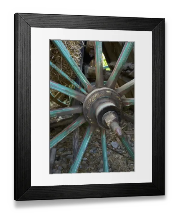 Framed Print : Turkey, Wagon wheels in colorful blues Framed Print : Turkey, Wagon wheels in colorful blues