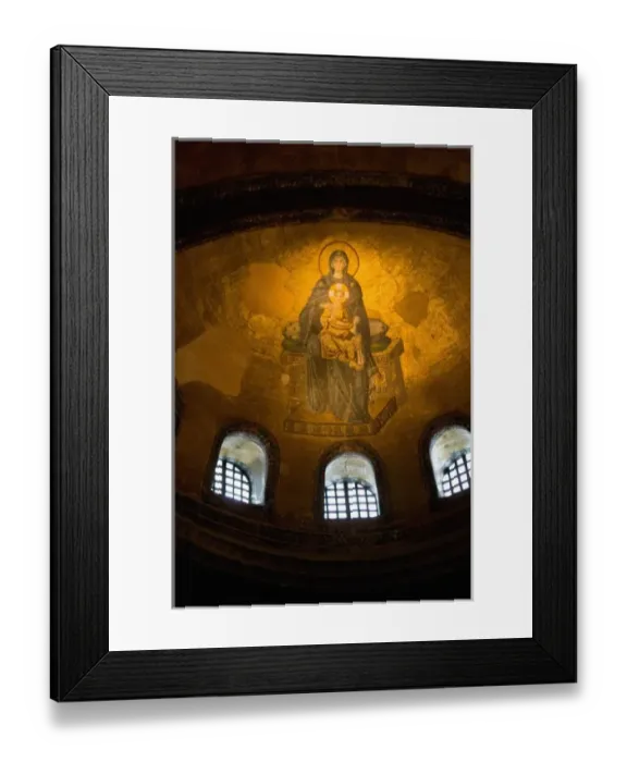 Framed Print : Stained Glass Windows and Artwork on the walls and ceilings of Hagia Sophia, Istanbul