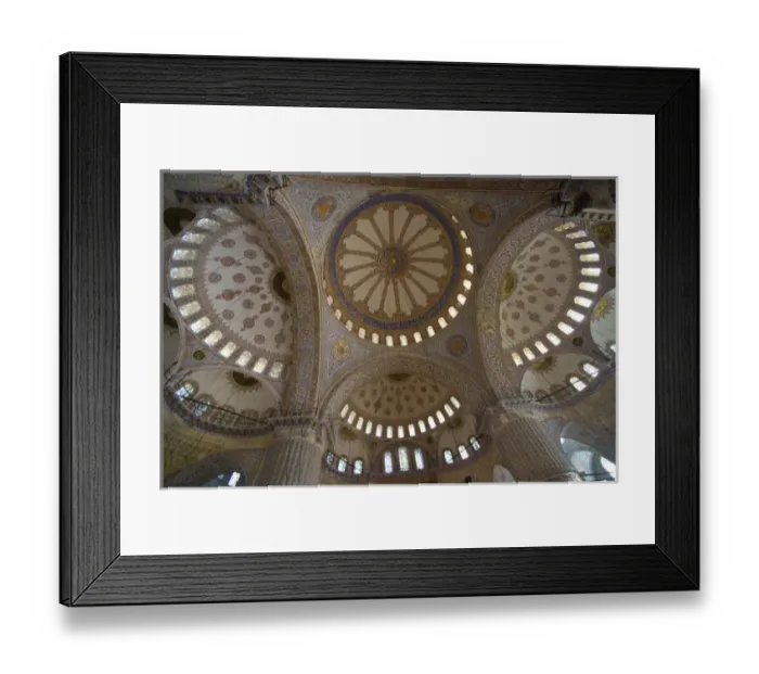 Framed Print : Looking up into the dome of the Blue Mosque with all of its blue tile work, Istanbul Framed Print : Looking up into the dome of the Blue Mosque with all of its blue tile work, Istanbul