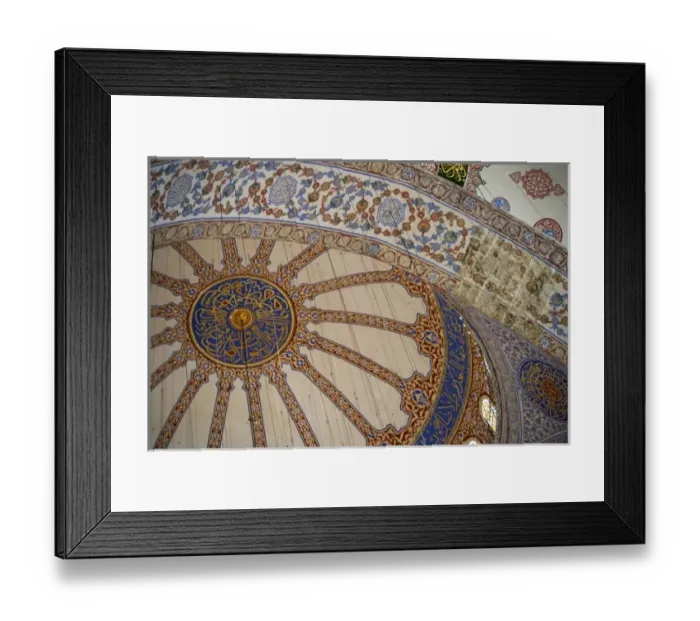 Framed Print : Looking up into the dome of the Blue Mosque with all of its blue tile work, Istanbul Framed Print : Looking up into the dome of the Blue Mosque with all of its blue tile work, Istanbul