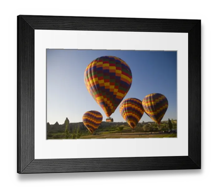 Framed Print : Middle East central part of Turkey in Cappadocia and hot air ballooning in the early
