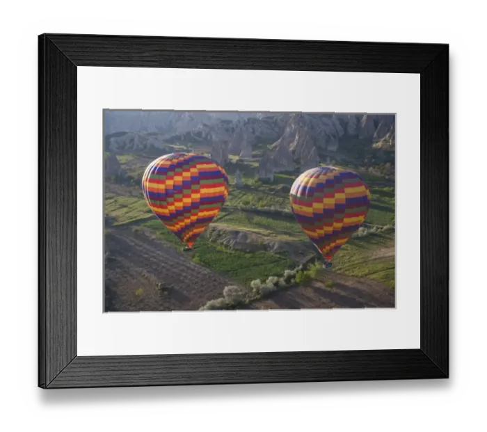 Framed Print : Middle East central part of Turkey in Cappadocia and hot air ballooning in the early