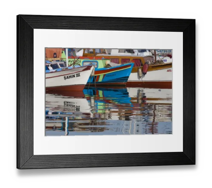 Framed Print : Middle East Turkey Antalya along the Mediterranean Sea colorful boats moored
