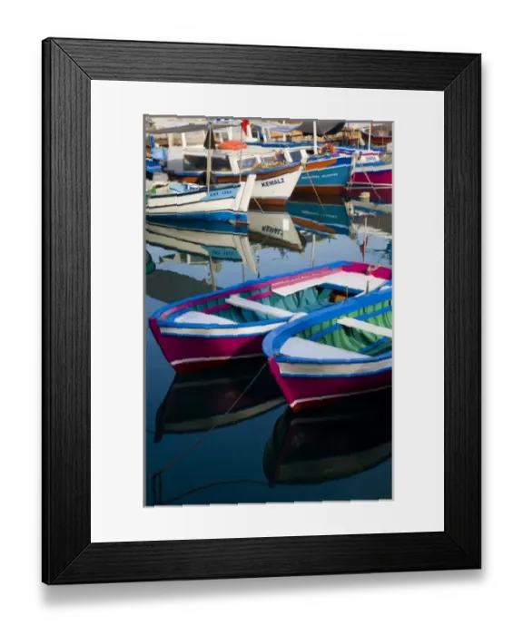 Framed Print : Middle East Turkey Antalya along the Mediterranean Sea colorful boats moored