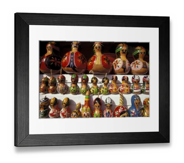 Framed Print : Turkey, Alanya. Dolls and figures made from gourds