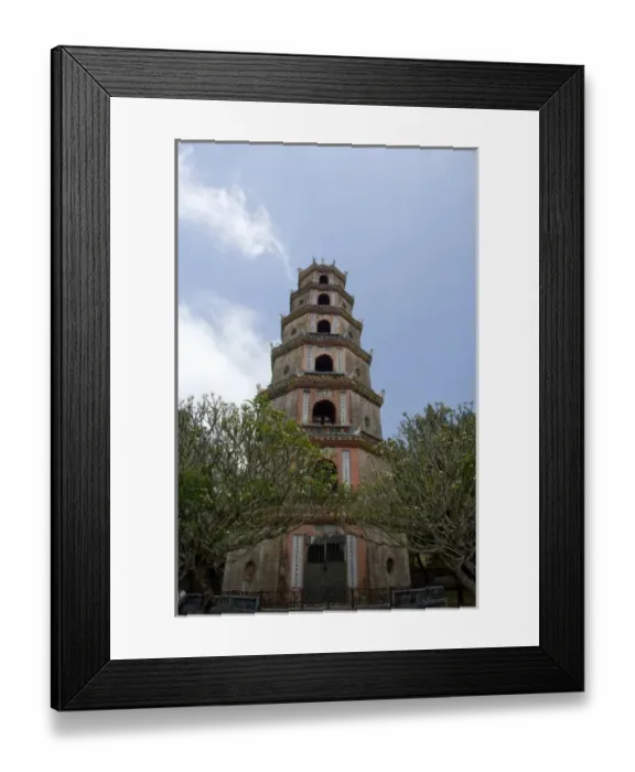 Framed Print : Vietnam, Da Nang. Old imperial capital city of Hue. Thien Mu Pagoda, the seven-story Framed Print : Vietnam, Da Nang. Old imperial capital city of Hue. Thien Mu Pagoda, the seven-story