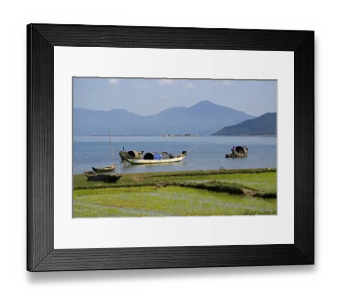 Framed Print : Fishing boats in the bay along National Road 1A south of Phu Bai, Vietnam Framed Print : Fishing boats in the bay along National Road 1A south of Phu Bai, Vietnam