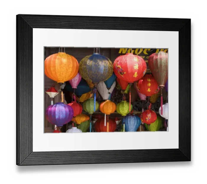 Framed Print : Colorful silk lanterns being sold in Hoi An, Vietnam Framed Print : Colorful silk lanterns being sold in Hoi An, Vietnam