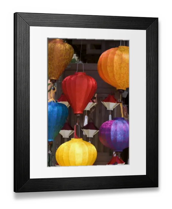 Framed Print : Colorful silk lanterns being sold in Hoi An, Vietnam Framed Print : Colorful silk lanterns being sold in Hoi An, Vietnam