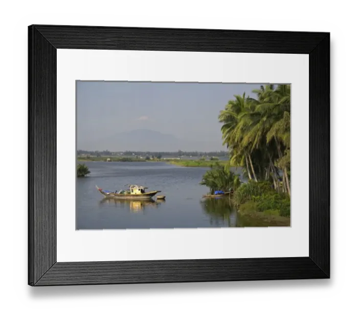 Framed Print : Boat on the Thu Bon River near Hoi An, Vietnam
