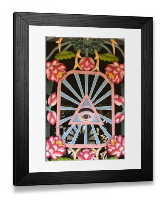 Framed Print : Sculpture depicting the Divine Eye inside the Tay Ninh Holy See in Tay Ninh, Vietnam Framed Print : Sculpture depicting the Divine Eye inside the Tay Ninh Holy See in Tay Ninh, Vietnam