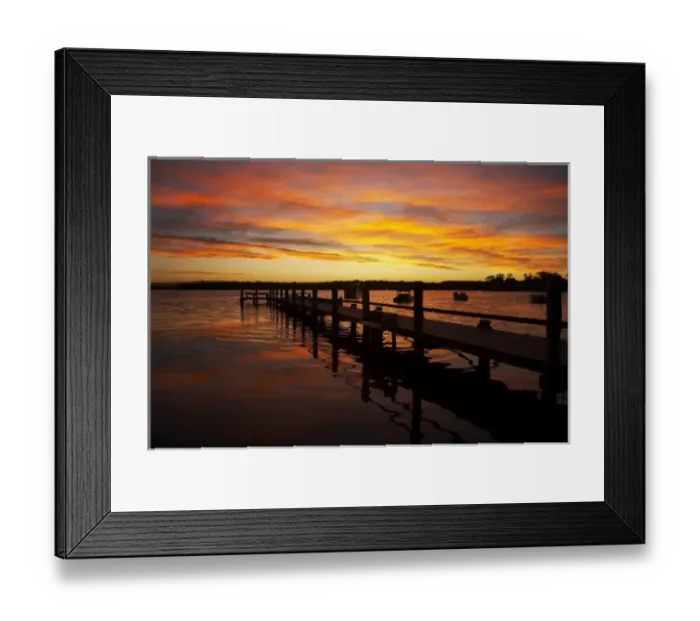Framed Print : Australia, New South Wales, Shoalhaven, Sunset over Jetty, St Georges Basin