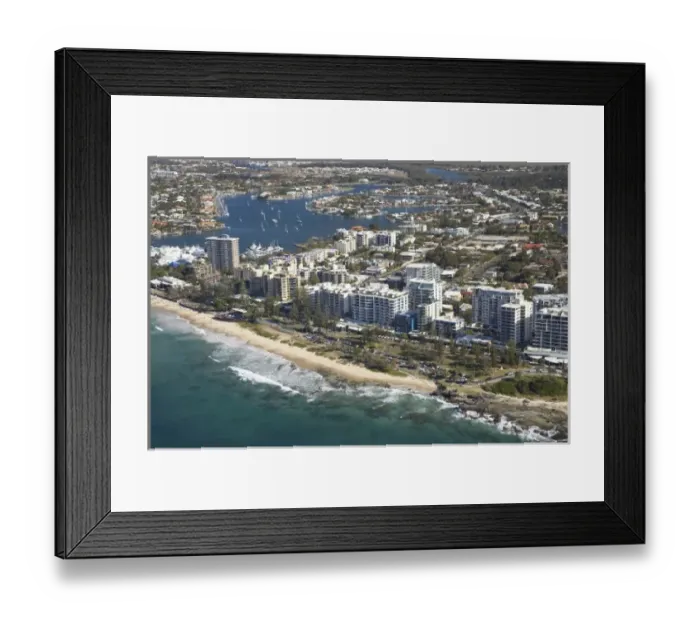 Framed Print : Australia, Queensland, Sunshine Coast, Mooloolaba Beach, Mooloolaba - aerial