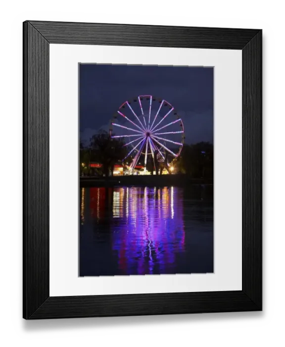Framed Print : Australia, Victoria, Melbourne, Ferris Wheel Reflected in Yarra River Framed Print : Australia, Victoria, Melbourne, Ferris Wheel Reflected in Yarra River
