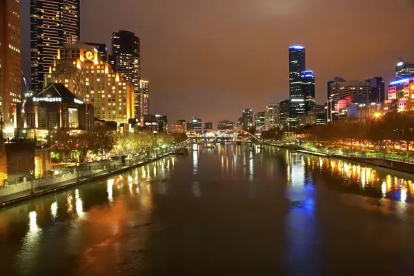 Australia, Victoria, Melbourne, Twilight, Yarra River