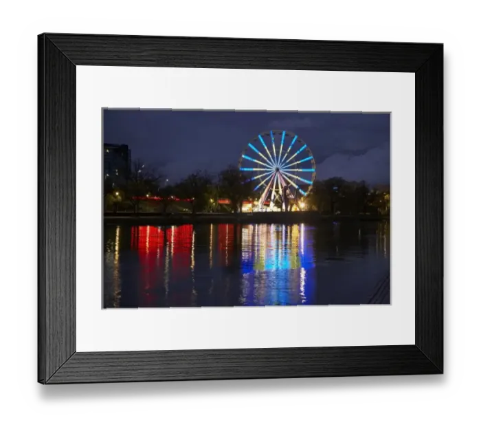 Framed Print : Australia, Victoria, Melbourne, Ferris Wheel Reflected in Yarra River Framed Print : Australia, Victoria, Melbourne, Ferris Wheel Reflected in Yarra River